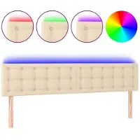 Syfax LED Kopfteil Creme 200x5x78/88 cm Stoff