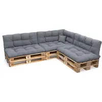 Pokar Palettenkissen mit schöner Steppung Auflage Palettensofa, Größe:8er Set, Farbe:Grau