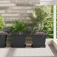 Prolenta Maison Exclusive - Quadratisches Blumentablett 6 pcs Schwarz 25,5 x 25,5 x 2,5 cm