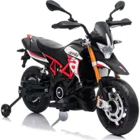 Beneo Elektromotorrad APRILIA DORSODURO 900, lizenziert, 12-V-Batterie, EVA-Weichräder, 2 x 18-W-Motoren, Federung, Metallrahmen, Metallgabel, Zusatzräder, Rot