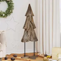 Syfax Weihnachtsbaum mit Ständer Braun 121 cm Massivholz Teak