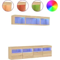 Syfax 5-tlg. Wohnwand mit LED-Beleuchtung Sonoma-Eiche Holzwerkstoff