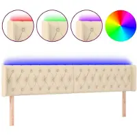 Syfax LED Kopfteil Creme 203x16x78/88 cm Stoff