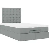 Syfax Ottoman-Bett mit Matratze Hellgrau 120x190 cm Stoff