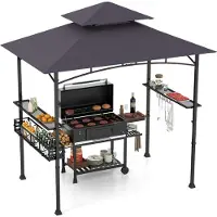 Northix Grillpavillon für den Außenbereich mit Doppeldach und Seitenregalen