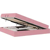 Syfax Aufbewahrungsbett mit Matratze Rosa 200 x 200 cm Samt