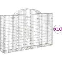 vidaXL Gabionen mit Hochbogen 10Stk. 200x30x120/140cm Verzinktes Eisen