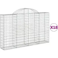 vidaXL Gabionen mit Hochbogen 18Stk. 200x30x120/140cm Verzinktes Eisen