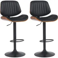 CLP 2er Set Barhocker Clawson Kunstleder chrom - walnuss/schwarz
