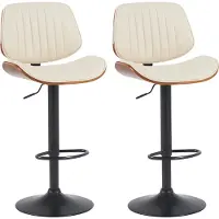 CLP 2er Set Barhocker Clawson Kunstleder schwarz - walnuss/creme