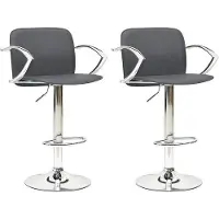 vidaXL 2 x Barhocker Höhenverstellbare Barhocker Küchenhocker Tresenhocker Bistro Hocker Grau Kunstleder