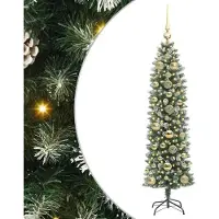 Syfax Künstlicher schlanker Weihnachtsbaum Grün und Weiß 150 cm