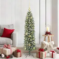 Prolenta Maison Exclusive - Künstlicher schlanker Weihnachtsbaum Grün und Weiß 150 cm