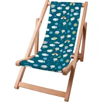 Dreamroots Kinder Liegestuhl klappbar Holz bis zu 130 kg, Sonnenliege klappbar mit 3-stufiger Neigungsregulierung der Rückenlehne, Rainy Weather