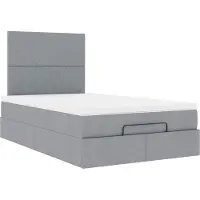 Syfax Ottoman-Bett mit Matratze Hellgrau 120x190 cm Stoff