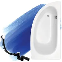 Badland Eckbadewanne Badewanne Milena RECHTS 150x70 mit Ablaufgarnitur und Füßen GRATIS ohne Verkleidung