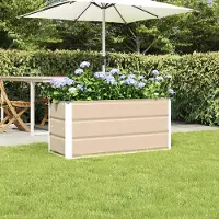 vidaXL "Schlussverkauf" Pflanzkübel im Garten - 1 pc - Blumenbeet/Gartenbeet - Elfenbein 100x40x45 cm Stahl C13504