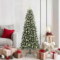 vidaXL "Schlussverkauf" Künstlicher Weihnachtsbaum(1 pc) - Kunstbaum/Tannenbaum - mit 150 LEDs mit Ständer Grün 150 cm C7458