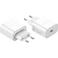 DUX Wandladegerät Netzteil USB-C Anschluss Typ-C 20W Schnell-Ladegerät 3A kompatibel mit Smartphone weiß