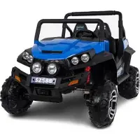 Beneo Kinder-Elektroauto RSX, blau - 2x12V, 4 X MOTOR, 2,4 GHz Fernbedienung, Zwei Kunstledersitze, Weiche EVA Räder, FM Radio, Bluetooth