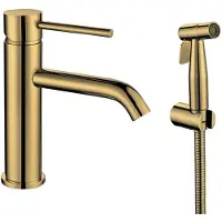 Sapho RHAPSODY Waschtischarmatur mit Bidet-Handbrause, Gold matt