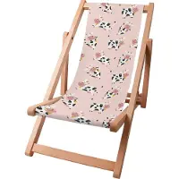 Dreamroots Kinder Liegestuhl klappbar Holz, bis zu 130 kg, Sonnenliege klappbar mit 3-stufiger Neigungsregulierung der Rückenlehne, Happy Cow