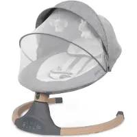Coil Babywippe, Elektrisch Babyschaukel, Multifunktional Babywippe Schaukel, 5 Wippgeschwindigkeiten, Bluetooth,Fernbedienung, 5-Punkt-Gurt, Dark Grau
