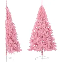 Syfax Künstlicher Halb-Weihnachtsbaum mit Ständer Rosa 210 cm PVC