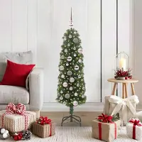 vidaXL "Schlussverkauf" Künstlicher Weihnachtsbaum(1 pc) - Kunstbaum/Tannenbaum - mit 150 LEDs mit Ständer Grün 120 cm C7281