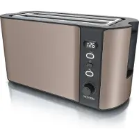 Arendo Toaster, 2 lange Schlitze, für 4 Scheiben, 1500 W, Langschlitz, Brötchenaufsatz, Wärmeisolierendes Gehäuse, Display, bronze