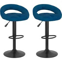 vidaXL Möbel Barhocker 2 Stk. Blau Samt - Barhocker 333273