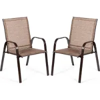Costway 2er Set Gartenstühle mit Armlehnen, Terrassenstühle Balkonstühle bis 200kg für Garten, Balkon, Poolbereich 56x72x90cm, Braun