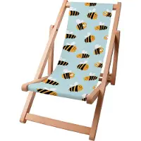 Dreamroots Kinder Liegestuhl klappbar Holz bis zu 130 kg, Sonnenliege klappbar mit 3-stufiger Neigungsregulierung der Rückenlehne, Bee Life