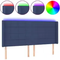 Syfax LED Kopfteil Blau 163x16x118/128 cm Stoff