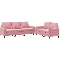 vidaXL 2-tlg. Sofagarnitur mit Kissen Rosa Samt