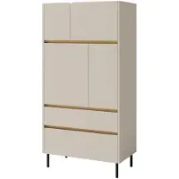 Beautysofa Kommode LICO 80x165x40 cm Sandbeige, Sideboard mit 2 Schubladen und 4 Türen, Moderner Stil