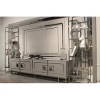 AEA Luxus Wohnwand Modern Design Möbel Holz mit Glas Wohnzimmermöbel