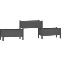 vidaXL "2026 MODERNE"Pflanzkübel - Blumenkasten - Grau 245,5x44x75 cm Massivholz Kiefer - Beete Einfacher Aufbau CC4071342