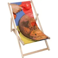 Dreamroots Liegestuhl klappbar Holz, bis zu 130 kg, Sonnenliege klappbar mit 3-stufiger Neigungsregulierung der Rückenlehne, Artistic Red Phone