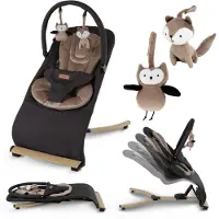 Coil Babywippe, Baby Bouncer, Babyschaukel, Schaukelstuhl, 4-Stufen-Verstellung, Anti-Rutsch-Elemente, ergonomische Polsterung, Schwarz/Gold