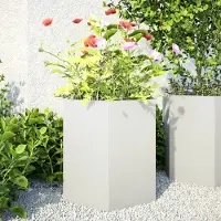vidaXL "Rabatt" Garten-Hochbeet/Pflanzgefäß/Pflanzkübel -e 2 Stück Weiß Sechseckig 46x40x45 Stahl - Beete CC23728