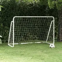 vidaXL Möbel Fußballtor mit Netz Weiß 180x90x120 cm Stahl - Sonstiges Fußballzubehör &48225