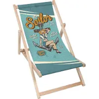 Dreamroots Liegestuhl klappbar Holz, Buchenholz bis zu 130 kg, Sonnenliege klappbar mit 3-stufiger Neigungsregulierung der Rückenlehne, Sailor