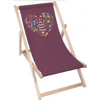 Dreamroots Liegestuhl klappbar Holz,bis zu 130 kg, Sonnenliege klappbar mit 3-stufiger Neigungsregulierung der Rückenlehne, Ich liebe dich Mama Herz