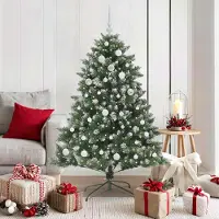vidaXL "Schlussverkauf" Künstlicher Weihnachtsbaum(1 pc) - Kunstbaum/Tannenbaum - mit 150 LEDs mit Ständer Grün 150 cm C7350