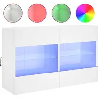 vidaXL TV-Wandschrank mit LED-Leuchten Weiß 98,5x30x60,5 cm