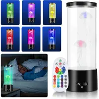 Jiubiaz LED Quallen Nachtlichter Wassertank Lava Lampe RGB Quallenlampe Schlafzimmer Künstliche