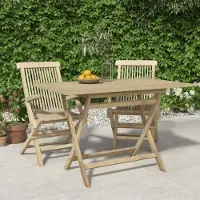 ZMH Gartentisch Klappbar Grau 120x70x75 cm Massivholz Teak