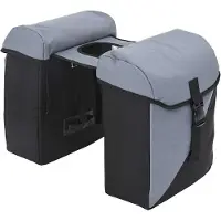 Syfax Doppel-Fahrradtasche, wasserabweisend, Polyester, 31,5 x 15,5 x 40 cm, Grau und Schwarz, für Pendler und Freizeitfahrten