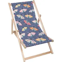 Dreamroots klappbar Holz, Buchenholz bis zu 130 kg, Sonnenliege klappbar mit 3-stufiger Neigungsregulierung der Rückenlehne, Butterflies Modern